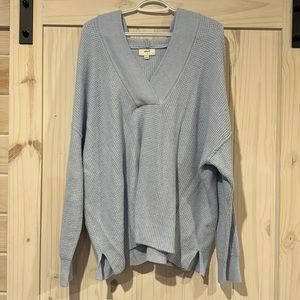 Aerie super soft v neck hooded waffle sweater